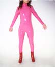 Unicolor Pink Unisex Shiny Metallic CatSuit Unicolor Pink Unisex Shiny Metallic CatSuit